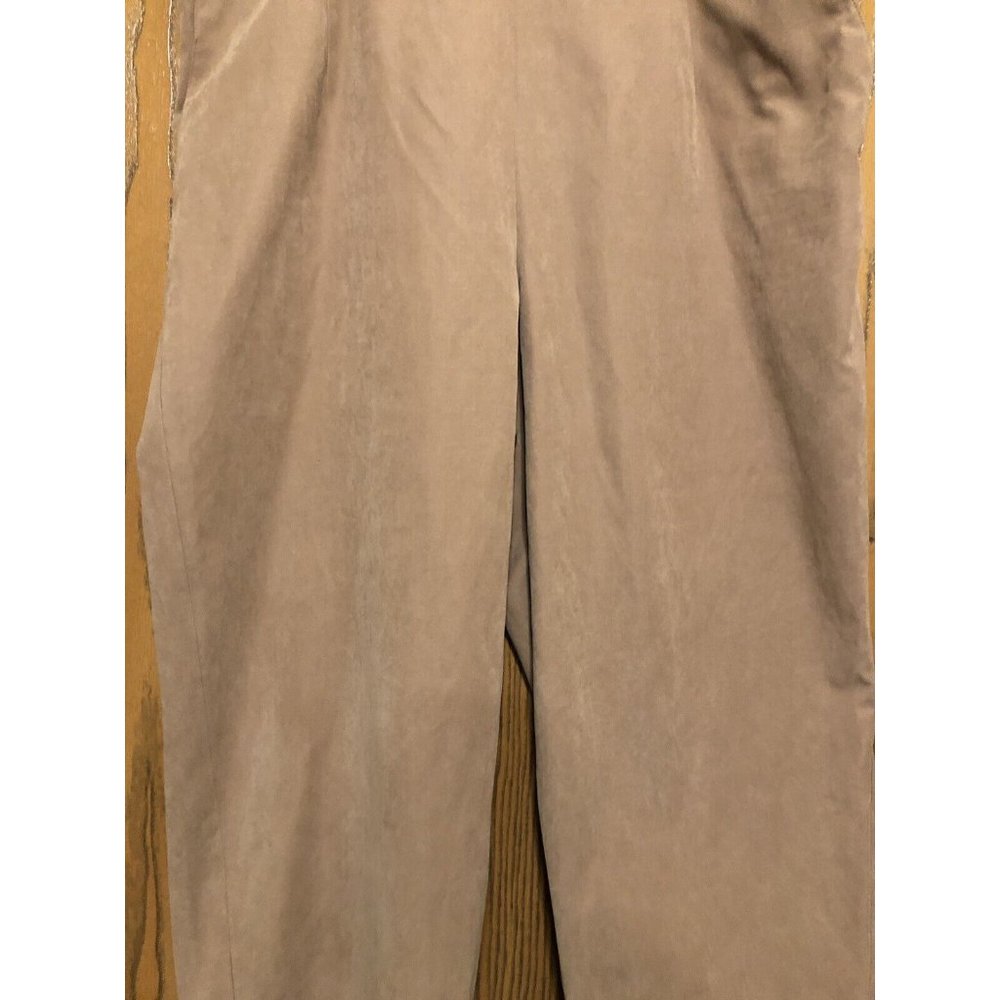 Alfred Dunner Pants Womens Size 18W Brown Faux Seude Lined 27" Inseam - Picture 3 of 10